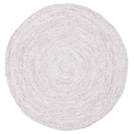 Safavieh 5 x 5 ft. Braided Hand Woven Round Area Rug; Ivory & Pink BRD271U-5R